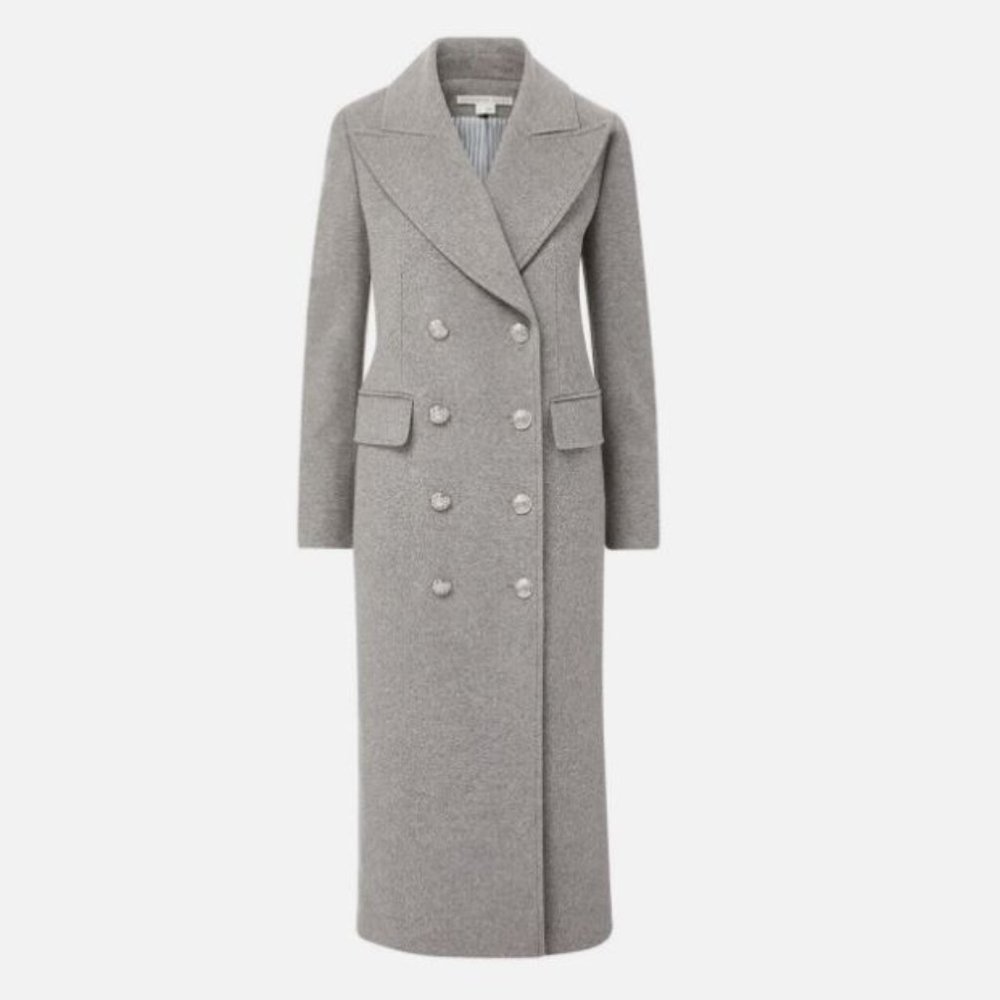 Veronica Beard Nalida Dickey Wool/Cashmere Blend Coat in Heather Gray